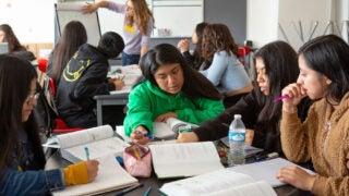 students working the classroom