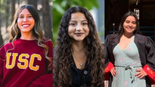 Jack Kent Cooke Foundation scholarship recipients Rheannon Abeyta, Emily Amador and Madeleine Cornejo