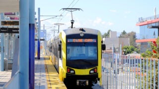 L.A. Metro train arrives at station