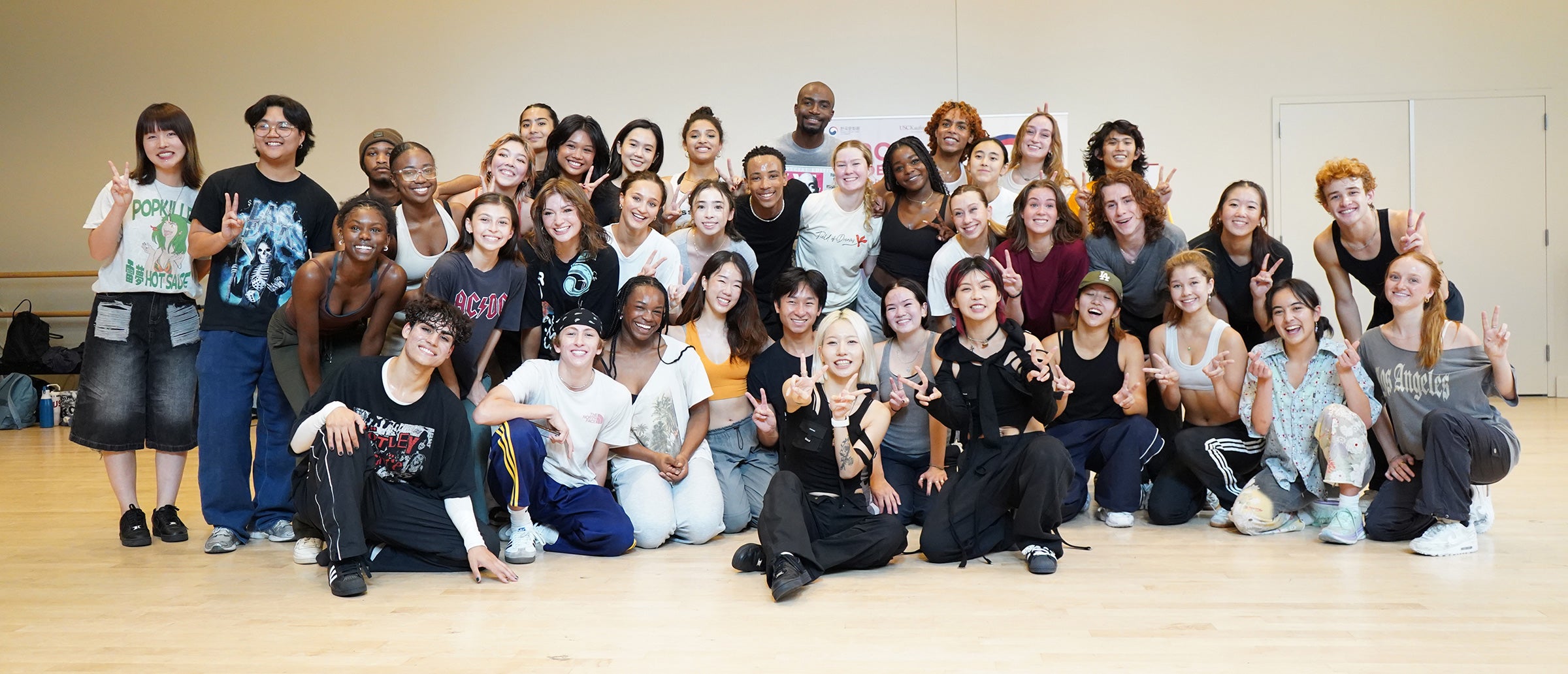 Aiki and assistant Odd with USC Kaufman dance students