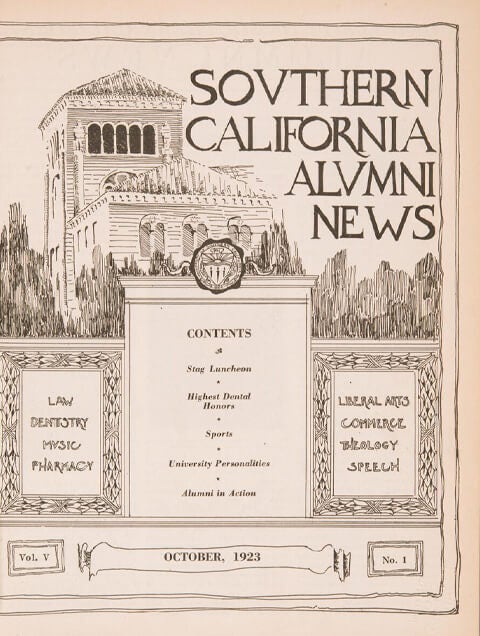 Scanned magazine image of the Southern California Alumni News