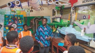 Yaw Osei Adutwum on visit to high school