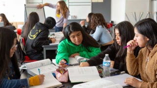 Students working in a classroom