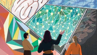 Illustration of people watching other illustrations