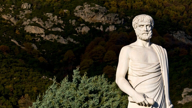 Aristotle statue located at Stageira of Greece