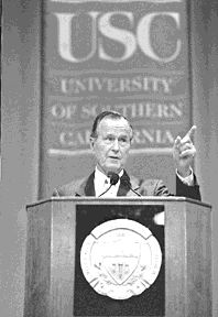 George H.W. Bush speaks at Bovard Auditorium in 2000