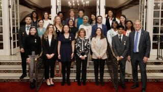 USC Academic Honors Convocation: President Carol Folt with student honorees