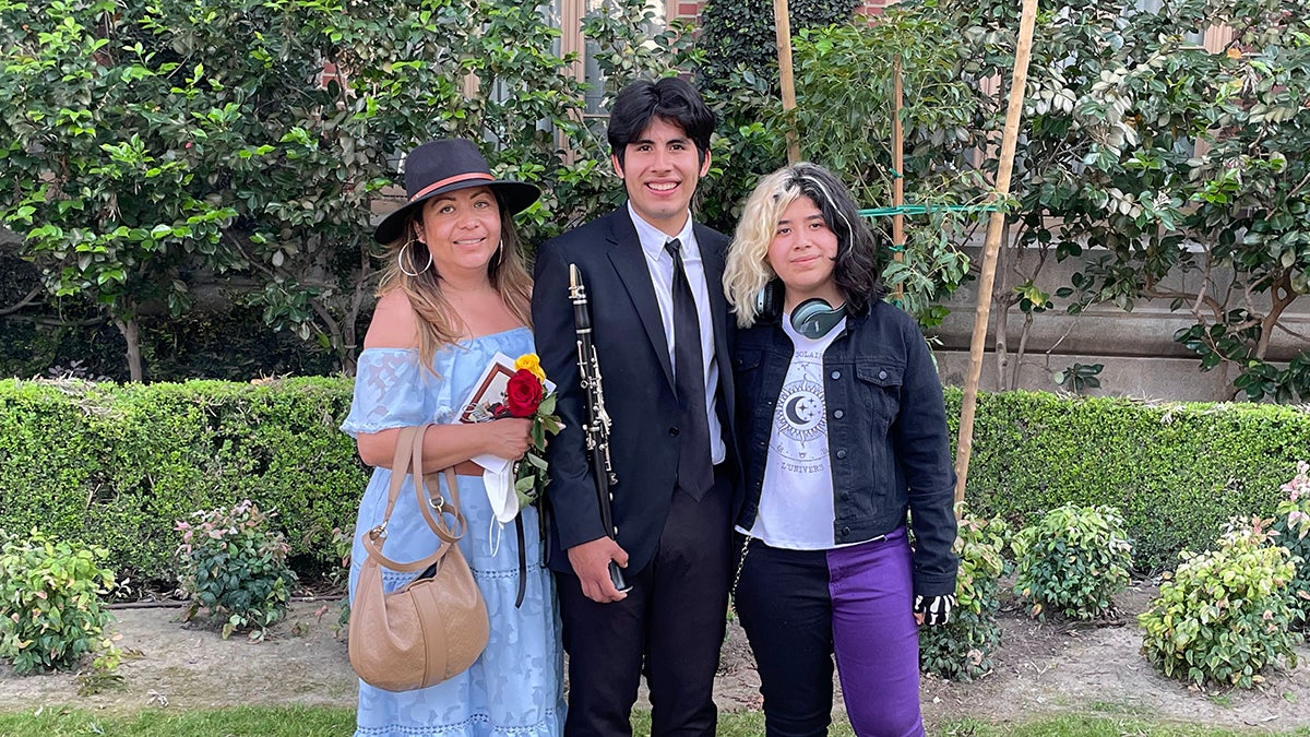 Giancarlo Ceja with his mother and sister