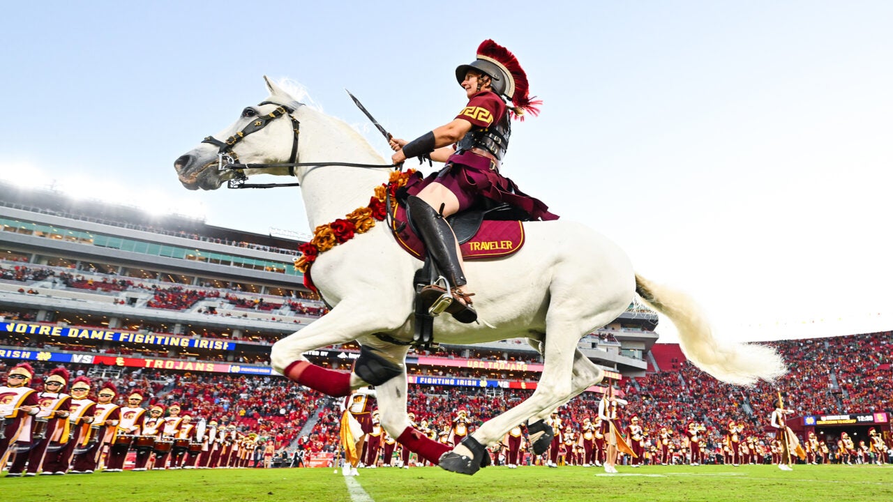 What can top a real armored soldier on horseback heralding football games? (Photo/John McGillen-USC Athletics)