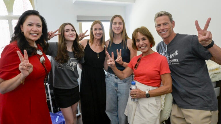 USC move-ins: Monique Allard and Carol Folt with students and parents
