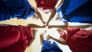Athletes in a circle