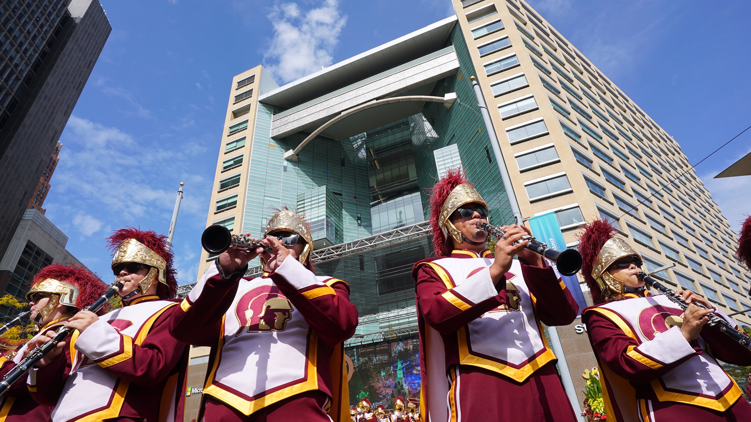 USC pep rally in Detroit