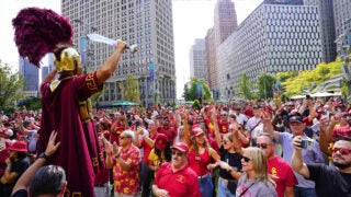 USC pep rally in Detroit