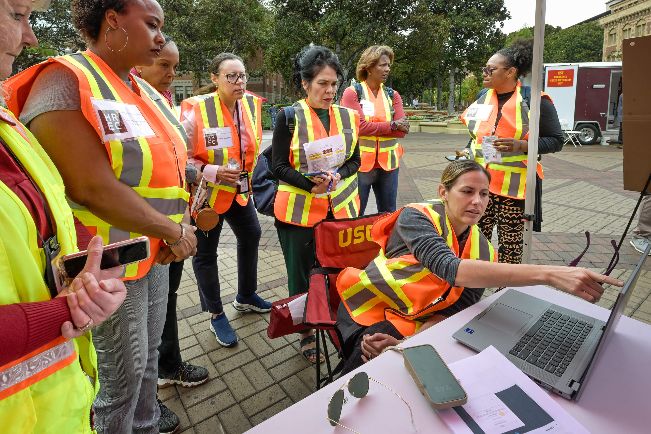 USC campus team practicing the emergency response system 