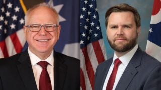 Tim Walz (left), J.D. Vance (right)