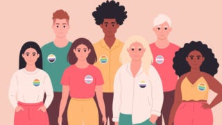 Illustration: Diverse people wearing pins
