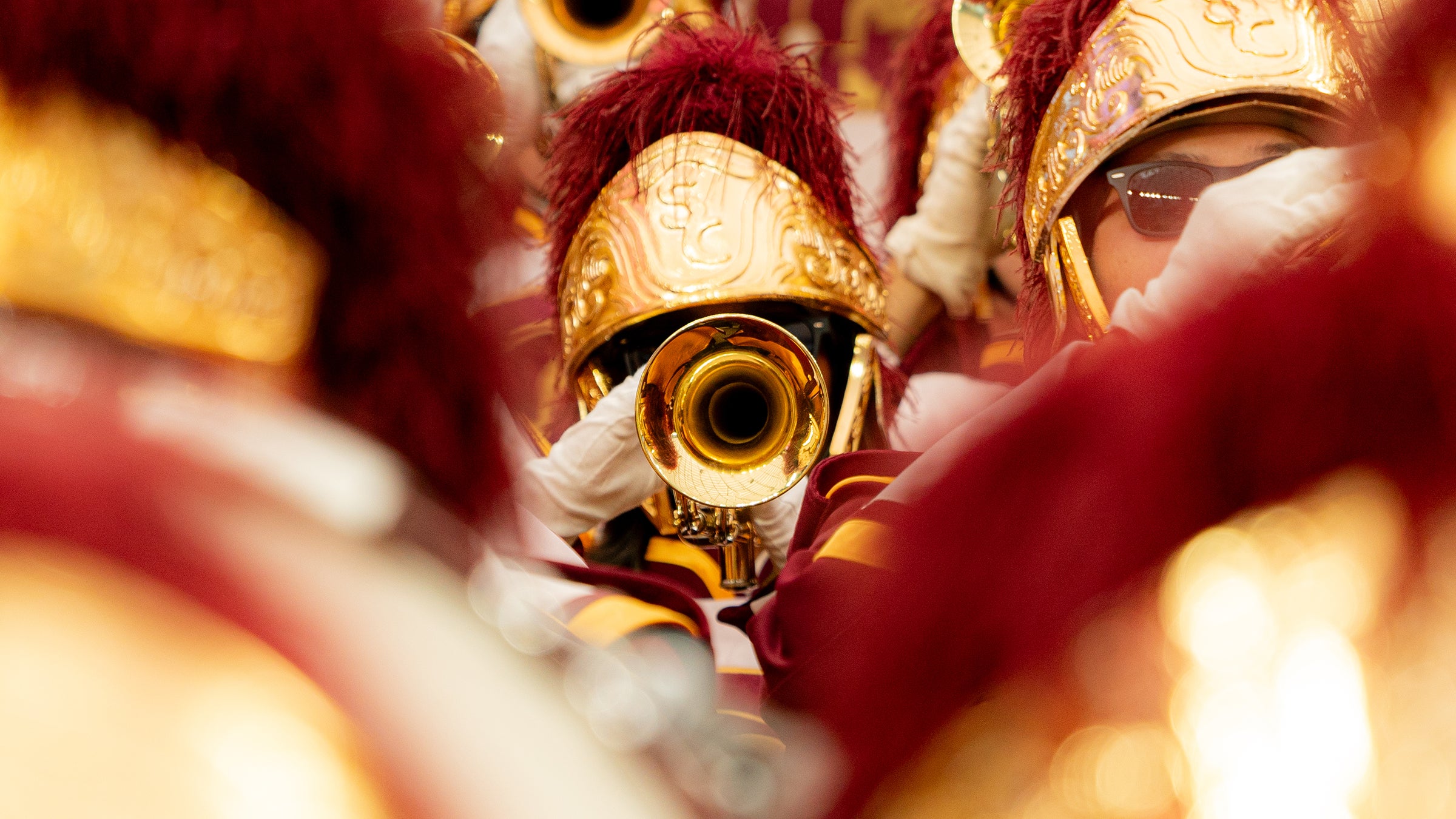 Spirit of Troy: Band member plays during USC-LSU game