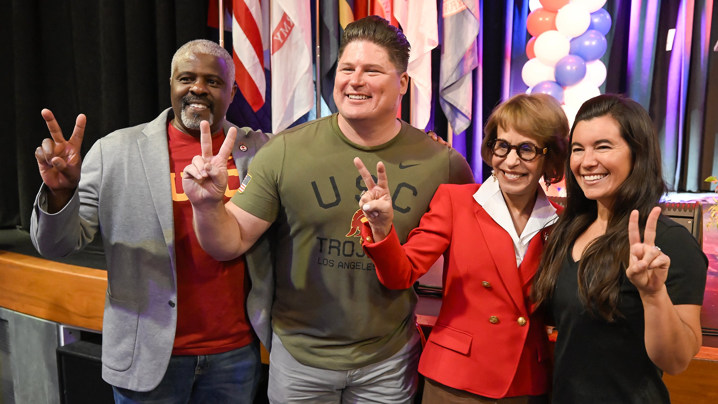 USC veterans celebration: Gerald Thomas, Phil Payne, USC President Carol Folt and Marcelle Phene