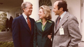 Jane Harman and her brother, David Lake, with President Jimmy Carter