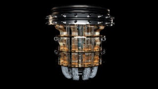 quantum computer with fiber optic leads 3d render