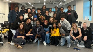 Sterling K. Brown and Mia Barron with MFA students