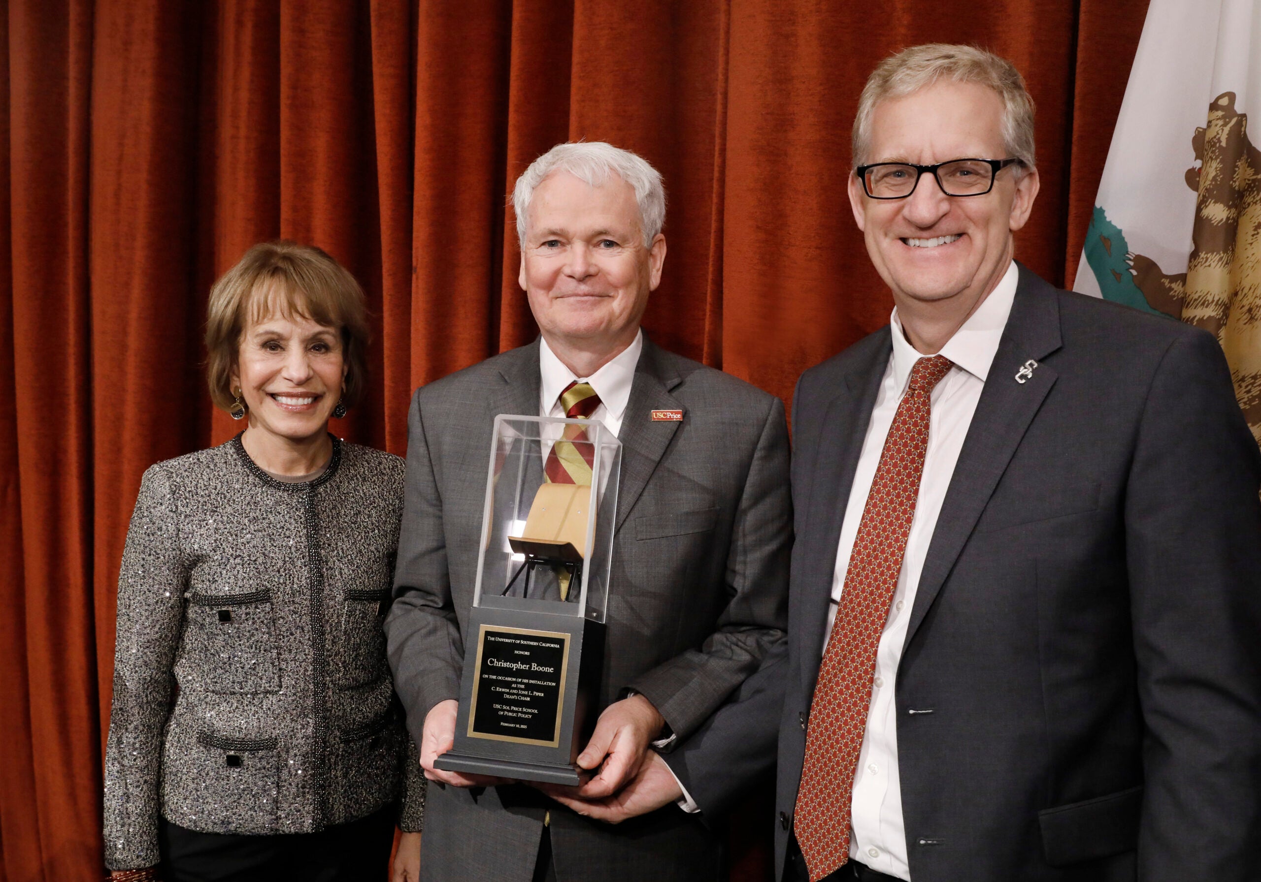 Installation of USC Price dean: Carol Folt, Christopher G. Boone and Andrew T. Guzman