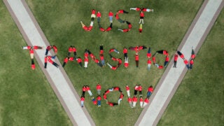 On March 1, Carolina Caycedo choreographed an act of protest against social and climate injustice during the event El Respiro / Respire at the McCarthy Quad on the University Park Campus. (Photo/Courtesy of the artist)