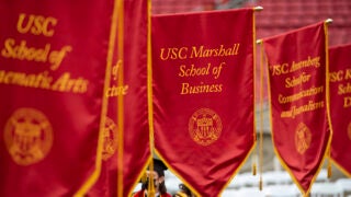 Academic banners at USC new student convocation