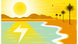 Hot geothermal brine beneath the Salton Sea lake bed and surrounding areas has been identified as a rich source of lithium, a key mineral for making lithium-ion batteries used to power smartphones and electric vehicles and store solar-generated energy. (Illustration/Edel Gonzalez)