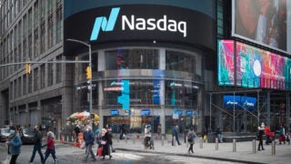 Nasdaq market site in New York