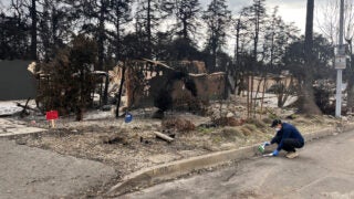 Seth John collects lead samples