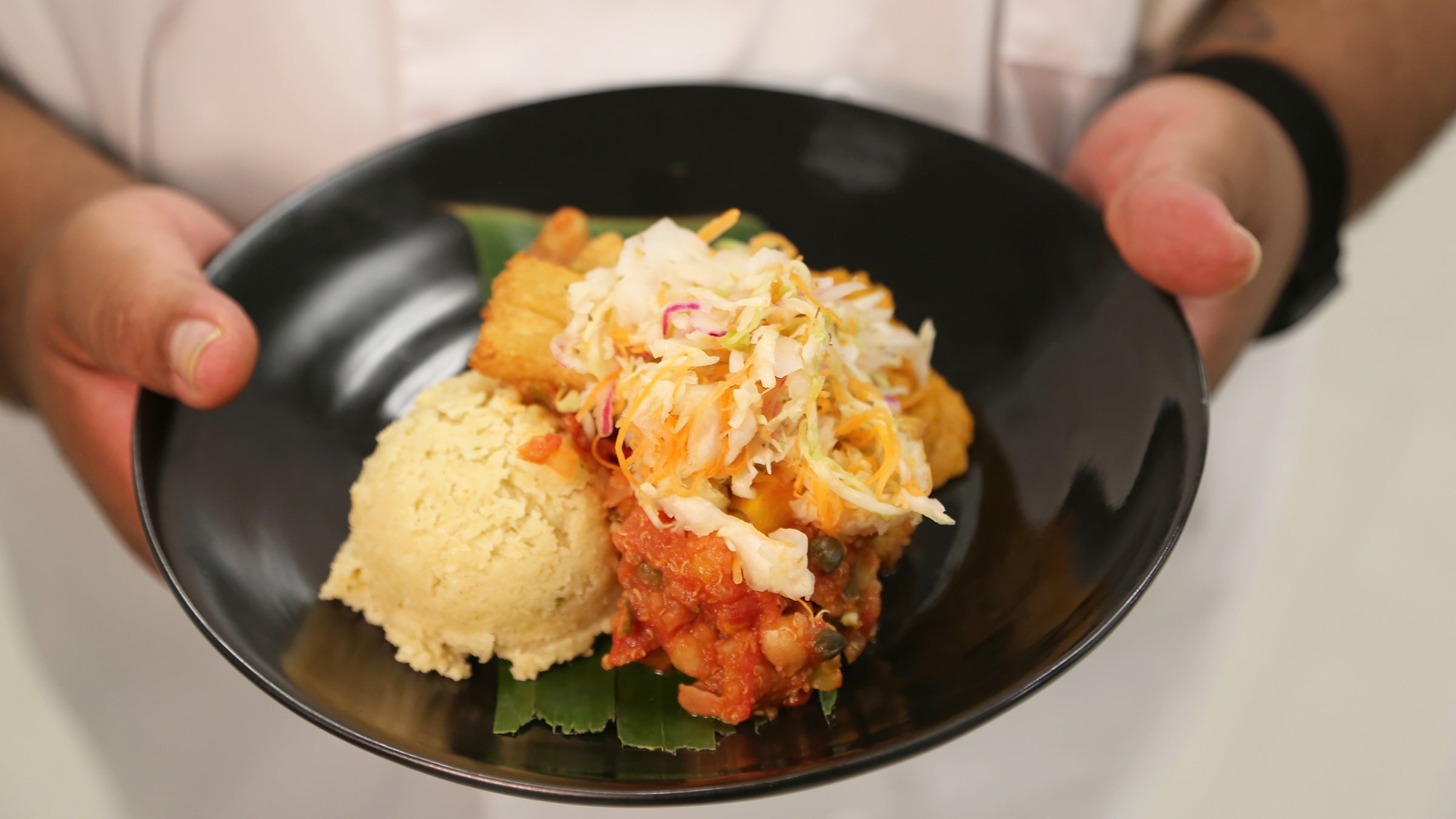 USC Executive Chef Luis Santos’ plant-based deconstructed Honduran tamale