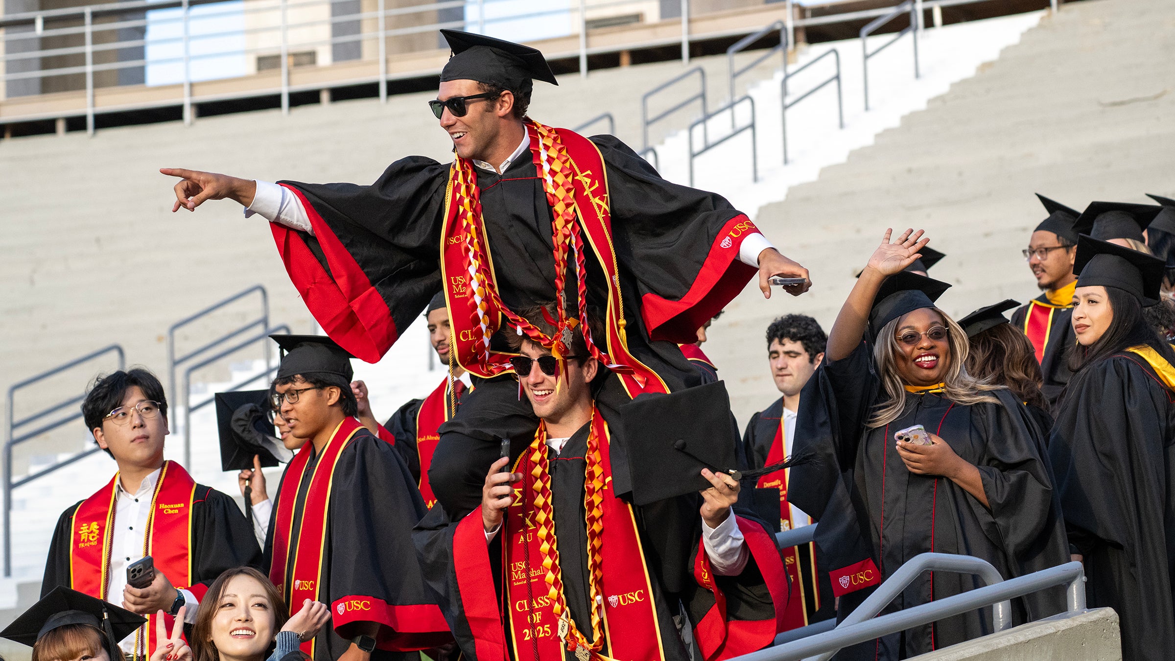 USC 2025 commencement: Students celebrate as they descend to the field