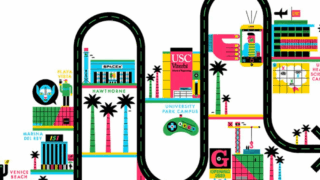 Colorful map of places where USC has created innovations in advanced computing.