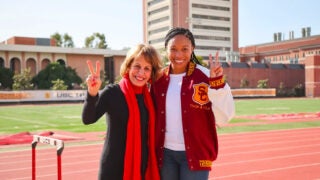 Allyson Felix Field: Felix with USC President Carol L. Folt
