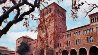 AI generated image of the USC Bovard Building