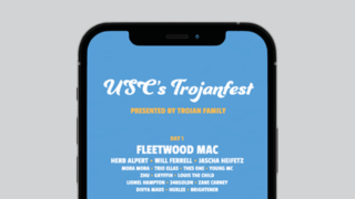 USC Trojan Fest of the Best lineup poster on a smart phone