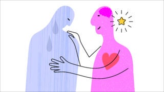 Illustration of a person showing compassion for another