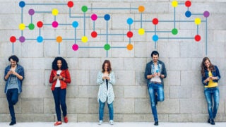 People on their cellphones