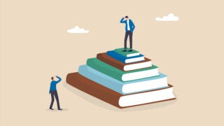 Illustration: Two people and books