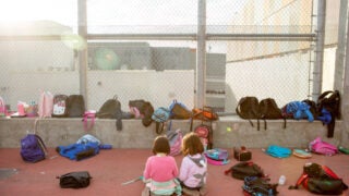 Children and backpacks