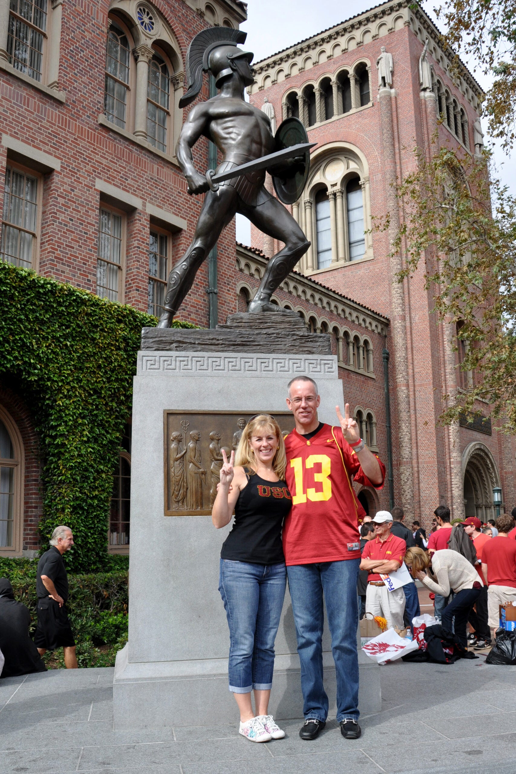 Grabar celebrates the 2012 Trojan Family Weekend with her brother, Craig Spiess ’91, who is also a Trojan. (Photo/Courtesy Nora Grabar)
