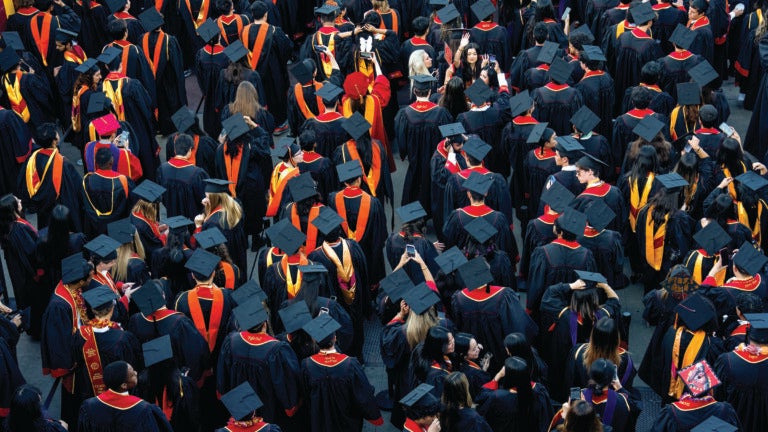 USC’s Class of 2025 celebrates commencement at the Los Angeles Memorial Coliseum in May, bringing the Trojan Family to the 500,000 living alumni milestone. (USC Photo/Henry Kofman)