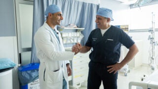 USC's Inderbir Gill (right) and UCLA's Nima Nassiri worked on a transformational collaborative surgery that was the result of more than four years of research and preparation.(Photo/Couresy of: Nick Carranza, UCLA Health)