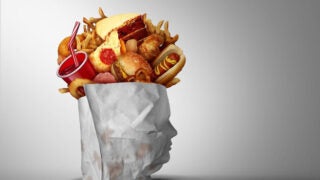 Photo illustration: Grocery bag of processed food