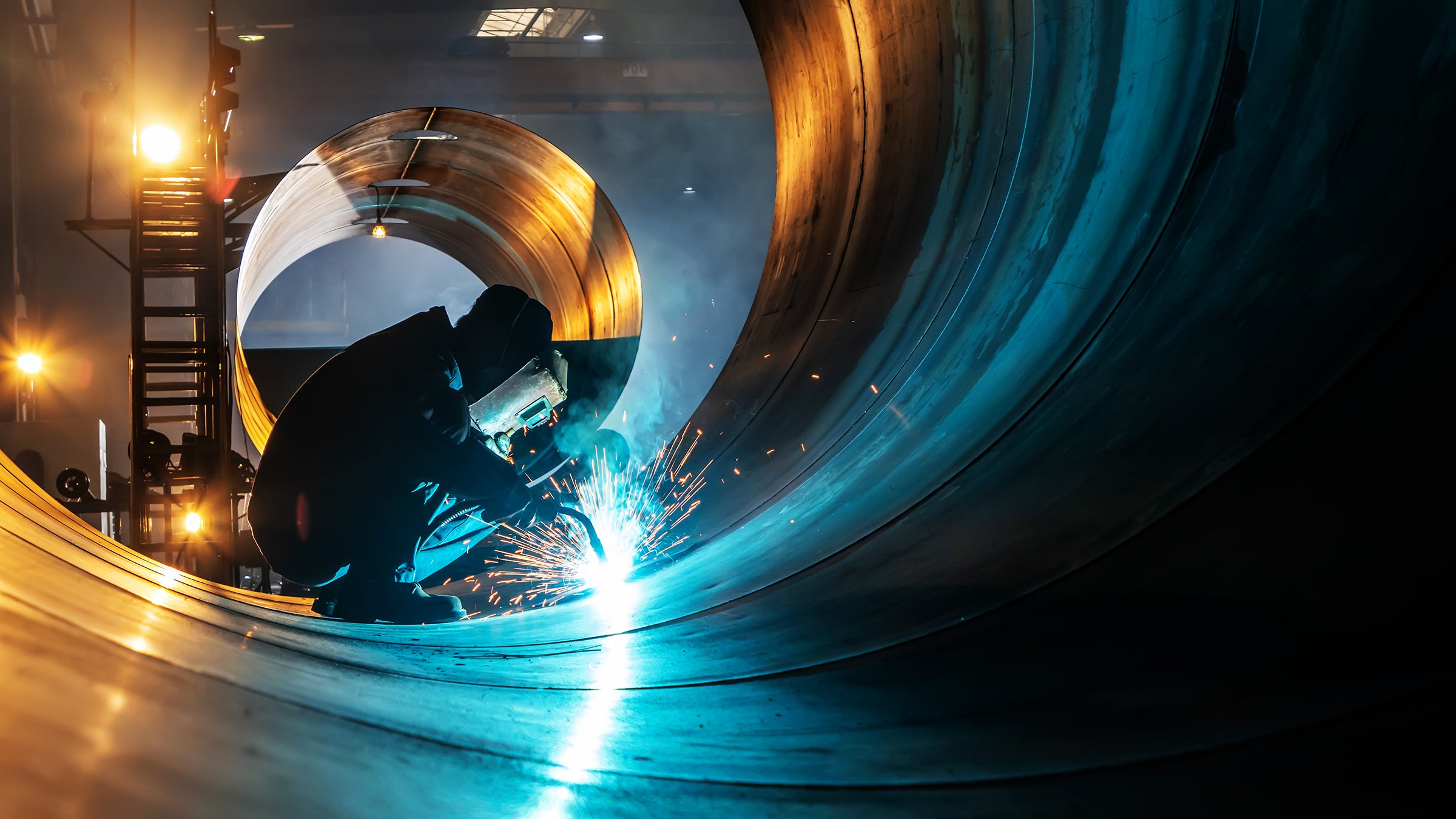 A person welding